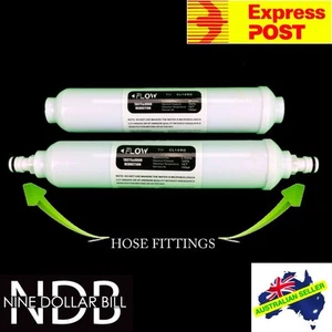 2 X 10" Inline Carbon Water Filters Garden Hose Fittings Fridge Caravan FASTPOST - Picture 1 of 12