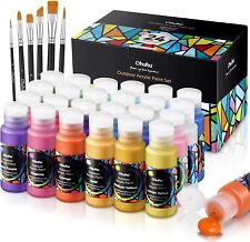 Ohuhu Outdoor Acrylic Paint Waterproof, Set of 24 Colors: 20 Basic Color and 4 M