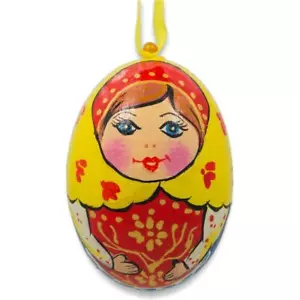 Nesting Doll Wooden Egg Ornament 3 Inches - Picture 1 of 2