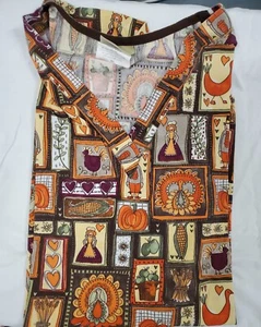 Tafford Scrub Scrubs V Neck Thanksgiving Autumn Fall Theme XL - Picture 1 of 2