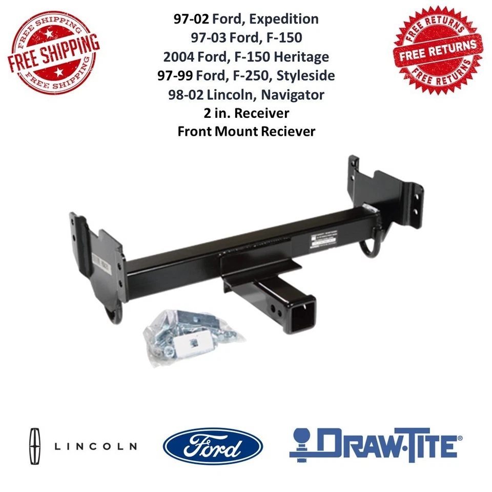 Receptor de montaje frontal Draw-Tite 65025, 2 pulgadas Receptor para modelos Ford y Lincoln Foto 1 de 4