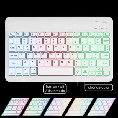 Backlight Wireless Bluetooth keyboard ultrathin Portable Rechargeable mute mini - Image 1 of 4