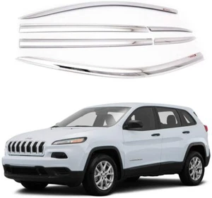 Chrome Window Sun Shade Rain Guard Visor Vent 6p for Jeep Cherokee 2015 2022 - Picture 1 of 5
