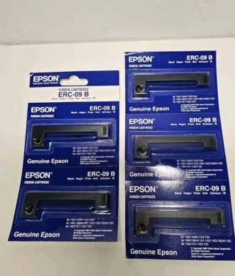 5 PK Genuine Epson ERC-09B Ribbon Cartridge ERC09B Black NEW - Image 1 of 4