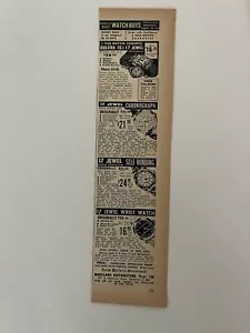 Vintage 1950 Bulova 15 & 17 Jewel Watch Print Ad Maryland Distributor Ad - Bild 1 von 3
