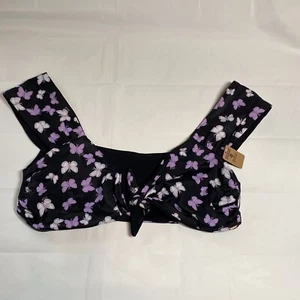 Victoria's Secret PINK Bikini Oberteil 4-Wege Wende Flügelärmel schwarz Schmetterling XL - Bild 1 von 9