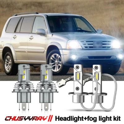 Combo de 4 faros antiniebla LED altos y bajos para Suzuki XL-7 2002-2005 6000K Foto 1 de 4