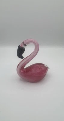 Pisapapeles de vidrio artístico flamenco rosa 6,5" vintage usado en excelente estado  Foto 1 de 4