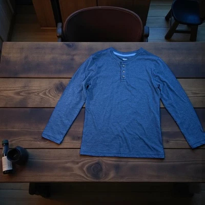 Sonoma Niños Henley Manga Larga Azul Marino Juvenil M 10/12 Mezcla Algodón Foto 1 de 4