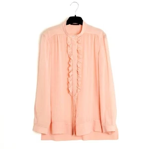 Louis Vuitton Top Rose FR38 Marc Jacobs Peach Pink Silk Crepe Bluse UK10 US8 - Bild 1 von 6