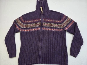 Vintage Tiara International Purple Fair Isle Zip-Up Sweater Medium - Picture 1 of 3