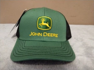 John Deere Green/Black Mesh Hat Adjustable SnapBack One Size New w/ Tags Rare - Picture 1 of 9
