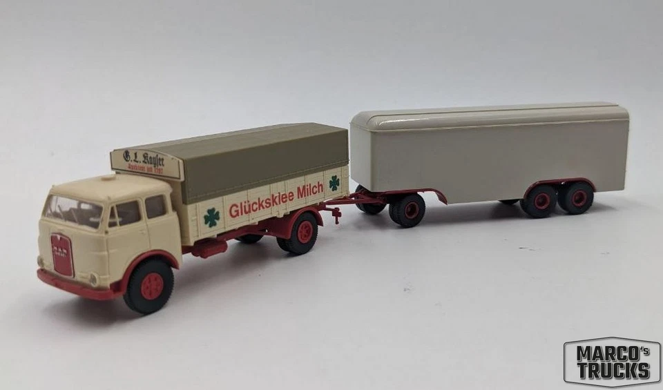 Brekina MAN 10.212 Trailer truck „Glücksklee Milch“ Conversion 1:87 /BRU701 - Image 1 of 1