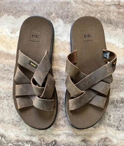 Neu ohne Etikett Herren Größe 10 braun Wildleder Teva Sandalen Slipper Pantoletten - Bild 1 von 4