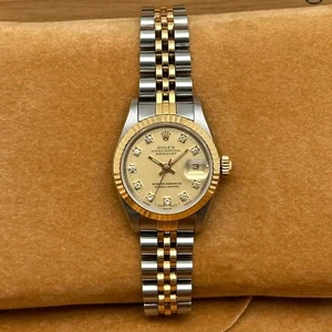 Rolex Datejust 26mm 18k Gold Gold Factory Diamond Dial Ladies Watch 69173 - Picture 1 of 7