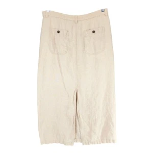 Eddie Bauer Linen Maxi Skirt S Womens 32x33 Tan Beige Pockets Slit BOHO Beachy - Picture 1 of 12