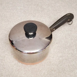 Revere Ware 1801 - 1 Qt Sauce Pan Pot Pre 1968 Double Ring Riverside Ca -W/Lid - Picture 1 of 7