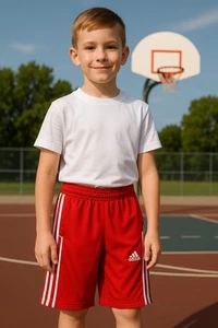 Adidas Climacool Red White Stripe Boys Basketball Shorts Size M Sample Shorts - Picture 1 of 9