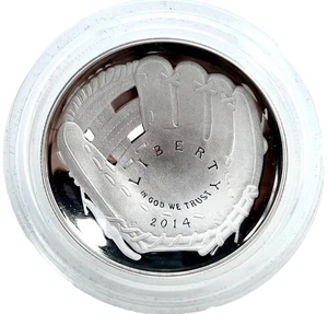 2014 P Proof Baseball Hall of Fame Silver Dollar ORIG. packaging Curved Coin MLB - Picture 1 of 13