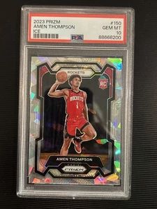 2023-24 Panini Prizm Amen Thompson Silver Cracked Ice RC PSA 10 GEM MINT #150 - Bild 1 von 2