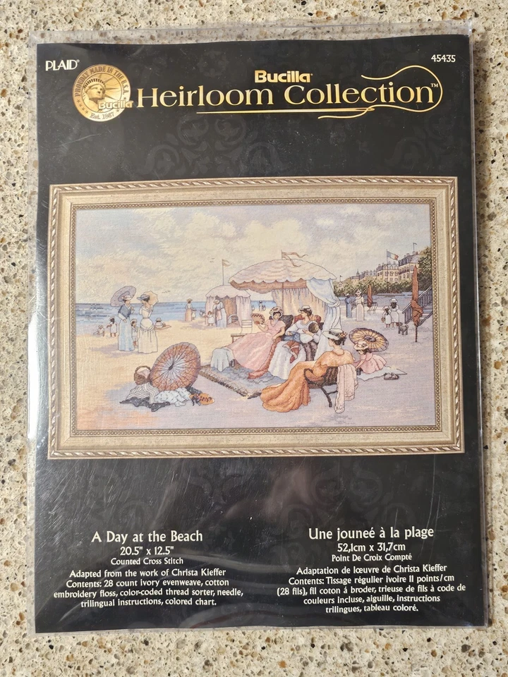 Bucilla Heirloom Collection A Day At The Beach Counted Cross Stitch Kit 45435 - Image 1 of 4