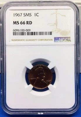 1967 Lincoln Cent Memorial - SMS MS 66 RD - Shiny Bright Coin!! - NGC Certified - Image 1 of 4