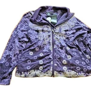 Mirror Image Womens Jacket Zip Up Mock Neck Color Aubergine Size 2X - Picture 1 of 5