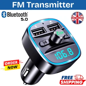 Car Wireless Bluetooth 5.0 FM Transmitter MP3 Player USB Car Charger Adapter UK - Picture 1 of 9