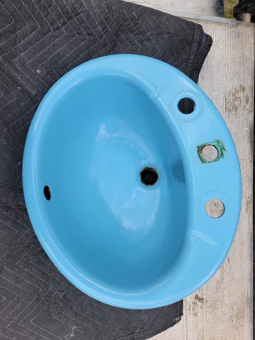 Vintage kholer New Orleans Blue 16x19 Oval Drop In Sink cast iron 2904 Cover
