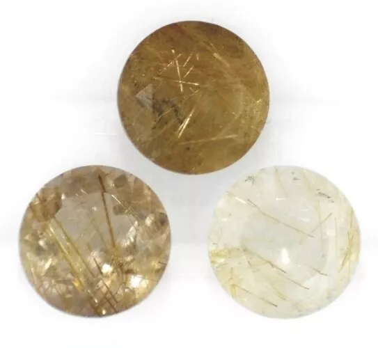 GOLDEN RUTILE QUARTZ 15 MM ROUND CUT FACET CALIBRATED SOLD PER STONE F-2056 - Image 1 of 1