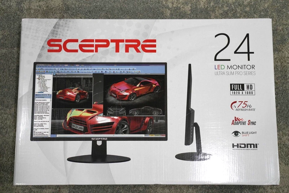 Sceptre E249W-19203R 24-inch FHD LED Gaming Monitor 2X HDMI VGA 75Hz Build - Image 1 of 2
