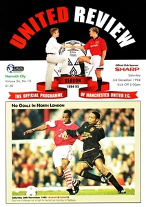 Manchester United v Norwich City 1994-1995 Premier League Programme 3/12/1994 - Picture 1 of 1