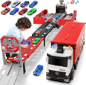 Carrier Truck Car Transport Race Toys with 8 Cars 3 Layer Boys Christmas Gift - Picture 1 of 12