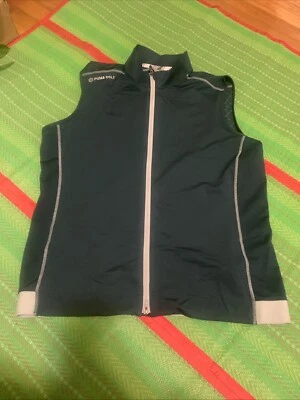Green and Silver PUMA Zip Up Golf Vest size Large Active wear moisture wicking - Image 1 of 4