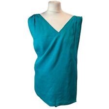Max Mara Made In Italy Teal Pure Linen Wrap Over Top Womens 32” Bust (CM05)