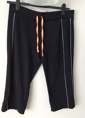 Marks & Spencer  Black Work Out 3/4 Trousers Size 14 Keep Fit Joggers Gym Yoga • 6.09€