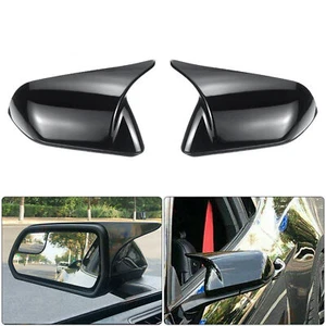 2X Gloss Black M Horn Rearview Side Mirror Cover Caps For Ford Mustang 2015-2022 - Picture 1 of 10