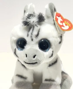 TY Beanie Boos 6" STRIPES the Zebra Blue Glitter Eyes Plush Stuffed Animal Toy - Picture 1 of 12