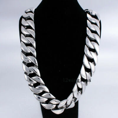 Collar de acero inoxidable 316L de plata con eslabones súper pesados de 31 mm para hombre nuevo Foto 1 de 4