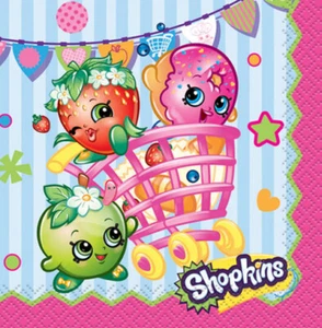 SHOPKINS Happy Birthday party supplies beverage PAPER NAPKINS 16pcs 2-ply - Picture 1 of 1