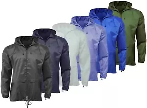Unisex Plain Showerproof Kagool - Rain Jacket Mac Cagoule - Plus Sizes (3XL-6XL) - Picture 1 of 10