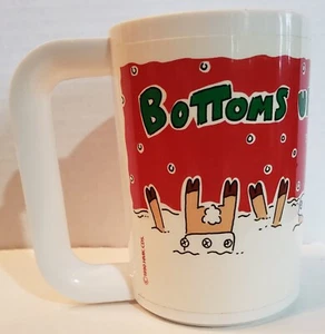 HALLMARK HORTON CHRISTMAS MELAMINE MUG 1990 HMK.CDS SANTA DEER BOTTOMS UP 20 OZ - Picture 1 of 10