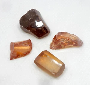 Certified Orange Red Cambodia Cubic Zircon Rough Loose Gems 263.65 Ct 4 Pcs - Picture 1 of 6