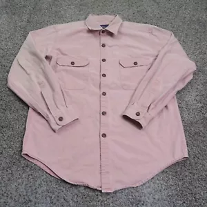 Vintage Patagonia Shirt Men Large Pink Heavy Canvas Work Denim Button Up 80s 90s - Picture 1 of 14