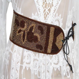 TRUE Vintage Hippie Gürtel Tanz Gürtel Hüftgürtel Perlenbesatz NEU Gr.S/M 85 cm - Picture 1 of 3