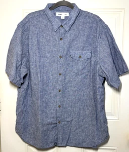 Old Navy Slim Fit Button-Up Shirt Men's Size XXXL (3XL) Blue Short Sleeve Pocket - Picture 1 of 7