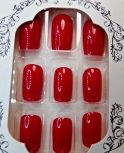 Hermosas uñas pegamento rojo oscuro de longitud media, forma cuadrada - Imagen 1 de 3