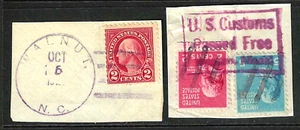 US CUSTOMS & CDS CANCEL On 2-5 Cent Presidents 1938 US 4B21 - Picture 1 of 3
