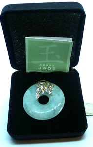 LP25 Gorgeous Vintage R. Simons HSN 14 Kt Gold Diamond Jade Pendant in Box - Picture 1 of 5