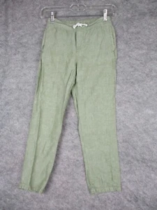Janie & Jack Rolled Cuff linen pant Boys 8 Green Cotton Pockets Pull on Logo - Picture 1 of 15